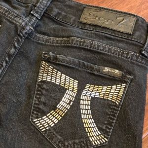 Seven Jeans Size 26 Black Wash Embellished Pocket